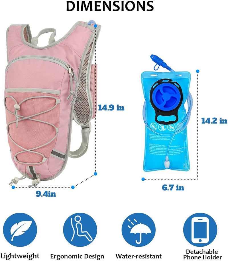 DEVONWIDE Lightweight Hydration Backpack 2L Water Bladder Pack for Running, Cycling, Hiking – Anti-Theft Water Backpack with Phone Holder, Trekking Pole Holder & Reflective Strips for Men & Women - Image 2
